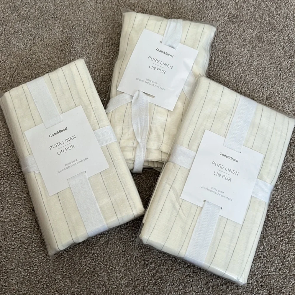 Crate & Barrel euro sham. Pure linen, warm white